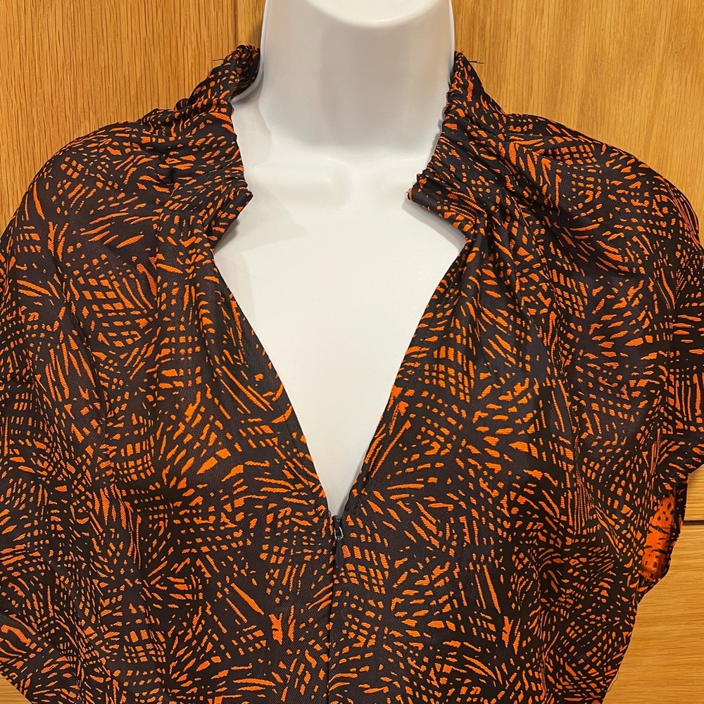 Maria Cornejo Abstract Print Dress Dark Blue Orange Size 10 Contemporary Artsy - Picture 3 of 6